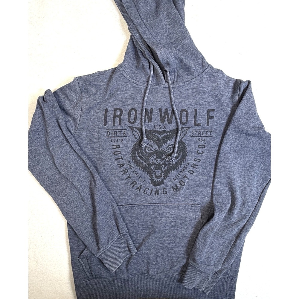 Women's Graphic Iron Wolf Pullover Hoodie Size XS Cotton On Racing Moto USA